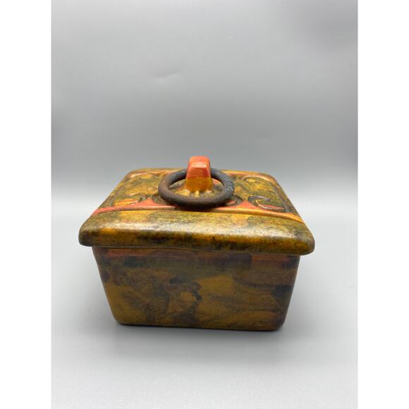 Bagni Orange Sea Garden Box Metal Pull,Bagni For Raymor,Ceramic Trinket Box MCM - Picture 2 of 10